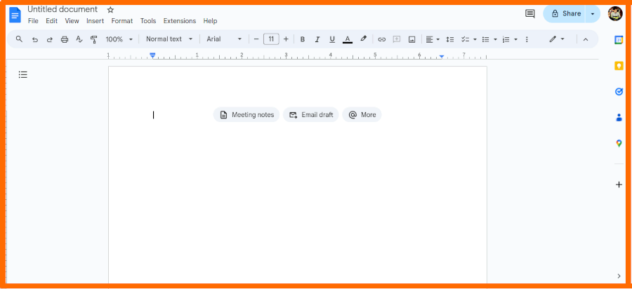 واجهة وثيقة فراغة ل google docs